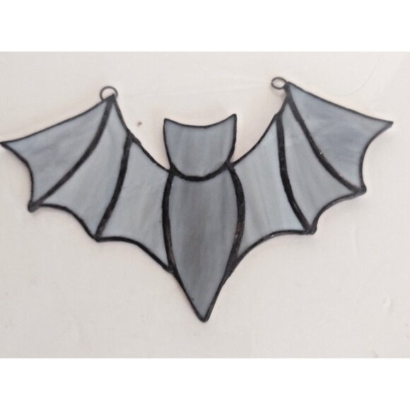 Hand Made Stained Glass Witchy Bat Suncatcher 7" x 5" - Picture 2 of 9